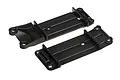 Two black plastic Traxxas X-Maxx chassis tie bars shown from an angled perspective against a white background.
