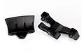 Traxxas 4-Tec 2.0 rear body mount and bumper set components in black plastic.
