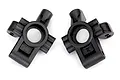 A pair of black plastic rear hub carriers for a Traxxas 4-Tec 2.0 RC car, labeled L and R for left and right sides.