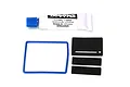 Traxxas receiver box seal kit including a tube of silicone grease, a blue rubber O-ring seal, and three black foam pads.