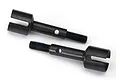 Two black steel drive axles for Traxxas 4-Tec 2.0 RC cars, shown against a plain white background.