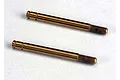 Two gold-colored titanium nitride coated RC shock shafts for Traxxas 4-Tec 2.0, shown against a plain white background.