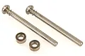 Two stainless steel steering posts and two ball bearings for an RC car upgrade kit.