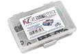 RC Screwz rubber shielded bearing kit for Traxxas Slash 2wd RTR in a clear plastic storage box with a product label.