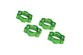 Four bright green anodized aluminium 17mm splined serrated wheel nuts for RC vehicles.