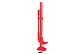 A red scale model farm jack accessory for RC vehicles, shown standing upright on a white background with a small black screw in front.