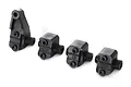 Four black plastic suspension link axle mounts for a Traxxas TRX-4 RC crawler, arranged on a white background.