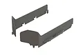 A pair of grey plastic side dirt guards for an ARRMA RC vehicle, featuring a molded step detail on the exterior side.