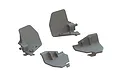 A set of four grey plastic ARRMA short course side dirt guard extenders shown from various angles on a white background.
