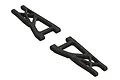 Two black ARRMA RC front suspension arms shown from an isometric angle against a white background.