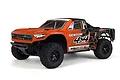 ARRMA Senton 4x4 short course truck with a red and black pre-painted body shell on a white background.