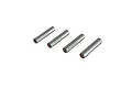 Four small, cylindrical metal drive pins arranged in a row against a white background.