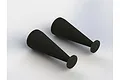 Two black rubber shock boots for ARRMA RC vehicles, shown against a plain white background.