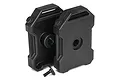 Two black plastic scale jerry cans for Traxxas TRX-4 Land Rover Defender with a single mounting screw on a white background.
