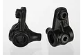 A pair of black plastic steering hubs for Traxxas RC vehicles, one marked with an R for right side.