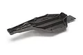 A grey Traxxas Slash Low CG chassis main tub viewed from a high angle against a white background.