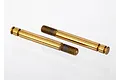 Two gold-coloured titanium nitride coated shock shafts for Traxxas RC vehicles against a white background.
