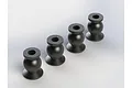 Four black metal pivot balls for ARRMA RC vehicles arranged in a diagonal line against a white background.