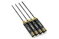 A set of four Yeah Racing hex drivers with black knurled handles, gold accents, and silver tips, labeled 1.5mm, 2.0mm, 2.5mm, and 3.0mm.