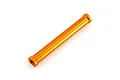An orange anodized aluminium motor mount support post for an RC car on a white background.