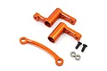Yeah Racing orange aluminium steering set for HPI RS4 Sport 3, including steering arms, a drag link, screws, and ball bearings.
