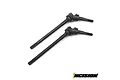 Two black steel universal drive shafts for an RC vehicle, featuring articulated joints and threaded ends, displayed against a white background.