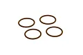 Four brown rubber O-rings arranged in a square pattern against a plain white background.