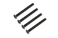 Four black ARRMA 4x40mm fine thread countersunk head screws arranged diagonally on a white background.