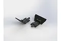 Two black plastic ARRMA front and rear skid plates for RC vehicles shown on a white background.