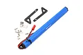 Yeah Racing blue aluminium LED light bar with black mounting brackets, metal hardware, and a red JST connector on a white background.