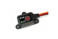 SkyRC One Touch Electronic Power Switch with a black housing, red power button icon, and green LIPO status LED indicator.