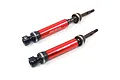 Two Yeah Racing red and black heavy-duty steel universal drive shafts for RC vehicles on a white background.