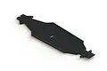 A black long wheelbase aluminium main chassis plate for an ARRMA RC vehicle, shown from a high-angle perspective against a white background.