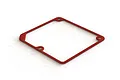 A red, square-shaped rubber gasket seal for an RC radio box, shown from an angled perspective on a white background.