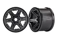 Two black 3.8-inch RC monster truck rims shown from front and side angles against a white background.