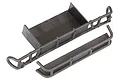 Traxxas UDR rear bumper and bumper extension parts in grey plastic, shown from a high angle against a white background.