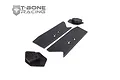 T-Bone Racing black flat A-skid plates for ARRMA Kraton rear suspension arms, shown on a white background.