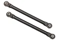 Two black Traxxas UDR front toe linkages with pre-installed rod ends and metal pivot balls, isolated on a white background.