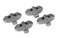 Four grey plastic disc brake caliper replicas for Traxxas UDR RC vehicle, arranged on a white background.