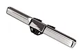 A chrome-finished rear bumper for the Traxxas TRX-4 Ford Bronco RC crawler, featuring a black plastic mounting bracket.