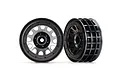 Two Traxxas 2.2 inch Method 105 racing rims in black chrome finish, shown from front and side angles against a white background.
