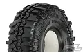 A close-up studio shot of a Pro-Line 1.9 inch Interco TSL Super Swamper rock crawler tyre with aggressive tread pattern and white foam insert.