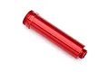 A single red anodized aluminium shock body for a Traxxas RC vehicle, shown against a plain white background.