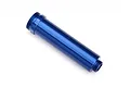 A blue anodized aluminium shock body for a Traxxas UDR RC car, shown against a plain white background.