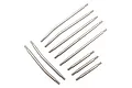 A set of ten silver-coloured titanium suspension links for an RC crawler, arranged on a white background.