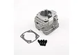 Rovan 45cc 4-bolt cylinder head for RC engines, including a base gasket and four black mounting bolts on a white background.