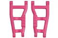 A pair of bright pink RPM rear suspension arms for a Traxxas Slash 2WD RC car, shown against a plain white background.