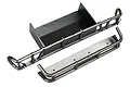 Traxxas UDR satin chrome rear bumper and bumper extension parts on a white background.