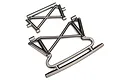 Traxxas UDR satin chrome front bumper support components shown on a white background.