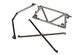 Traxxas UDR satin chrome center rear tube chassis components laid out on a white background.